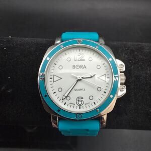 Women's Bora Quartz Watch Teal Blue Silicon Band WORKS Working